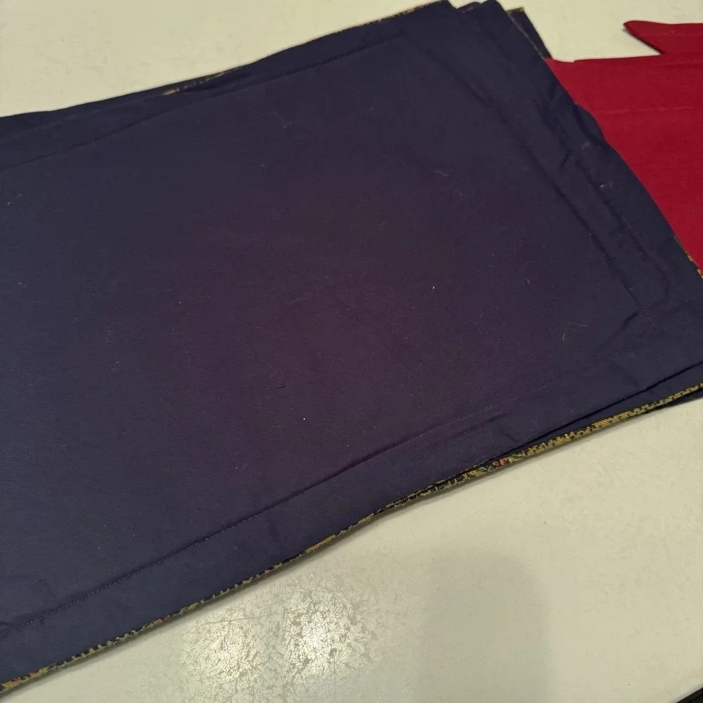 Paisley Quilted Placemats Navy Green Burgundy, &‎ Burgundy Napkins Set Of 8